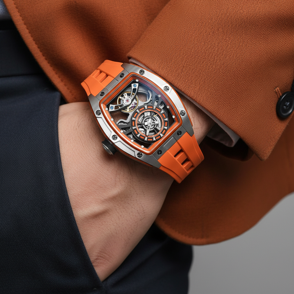 BREITVACHER 91986 - Automatic Men's Watch with Hollow Dial Wrist