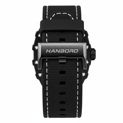 Black watch with visible brand name on a white background