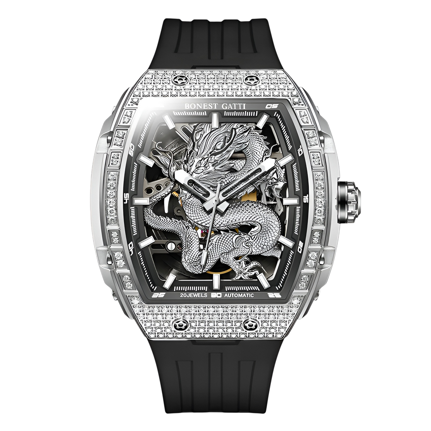 Bonest Gatti BG5605-A1 Dragon Skeleton Automatic Watch – Iced Bezel Edition breitvacher