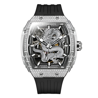 Bonest Gatti BG5605-A1 Dragon Skeleton Automatic Watch – Iced Bezel Edition breitvacher