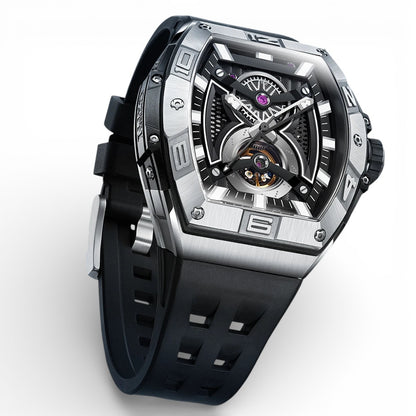 Bonest Gatti BG5701 – Silver Phantom Skeleton Automatic Watch Front View
