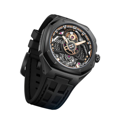 Bonest Gatti BG5801 – Black Gold Phantom Automatic Watch Front View

