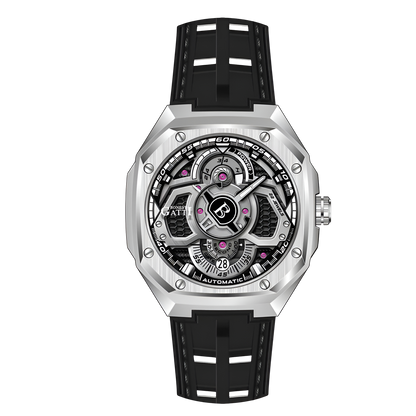 Bonest Gatti BG5801 – Silver Phantom Automatic Watch Front View
