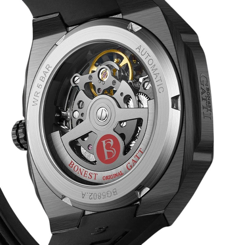 Bonest Gatti BG5802 – Silver Edge Edition Skeleton Automatic Watch Front View