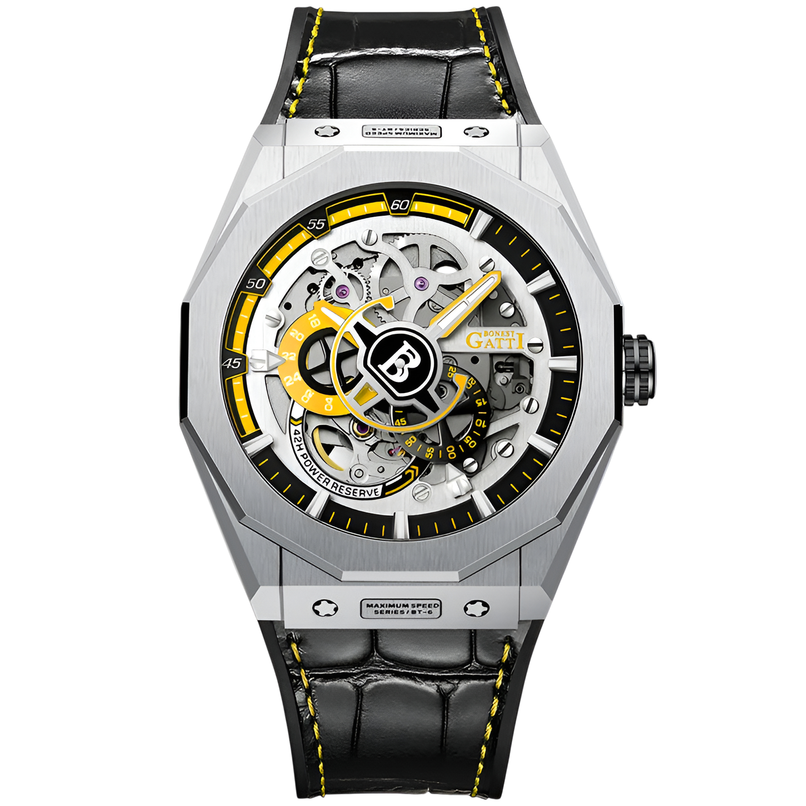 Men’s Automatic Mechanical Watch with yellow luminous dial and sapphire crystal