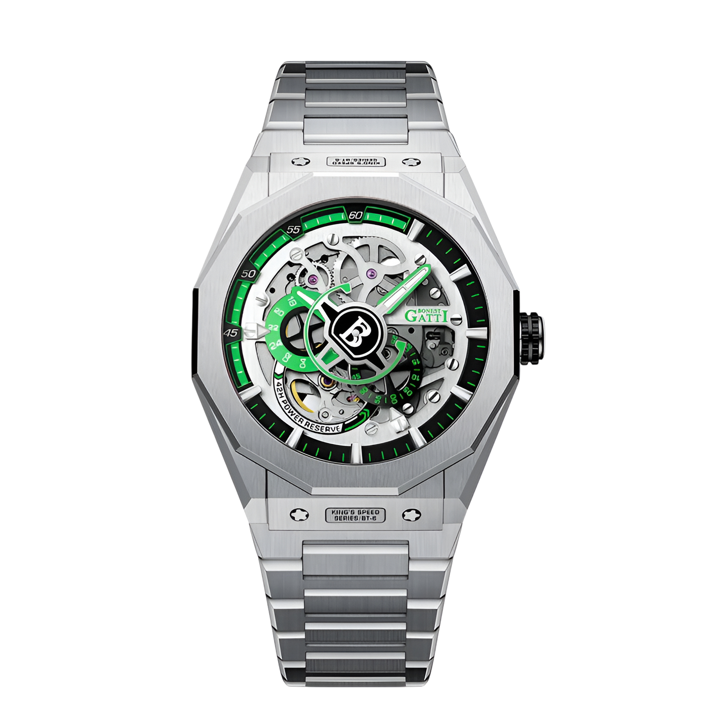 Bonest Gatti BG7601-S Mechanical Watch with green luminous dial and 