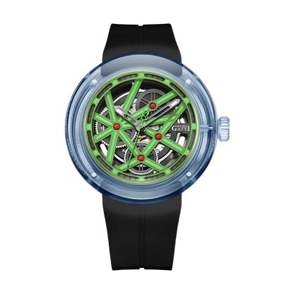 Bonest Gatti BG7702 Green Automatic Skeleton Watch with luminous black strap