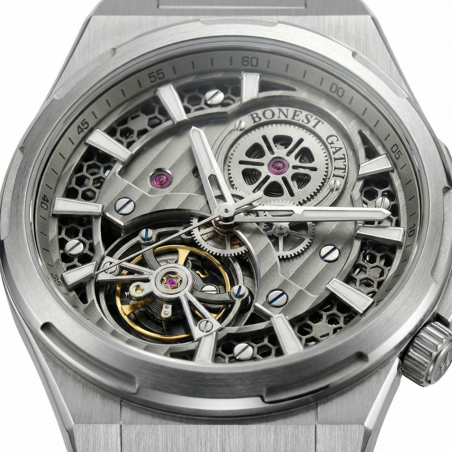 BONEST GATTI BG8007 - Men - silver dial closeup