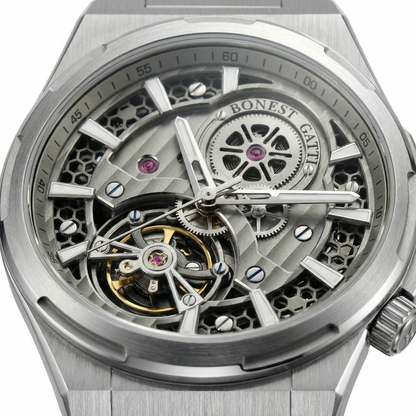 BONEST GATTI BG8007 - Men - silver dial closeup