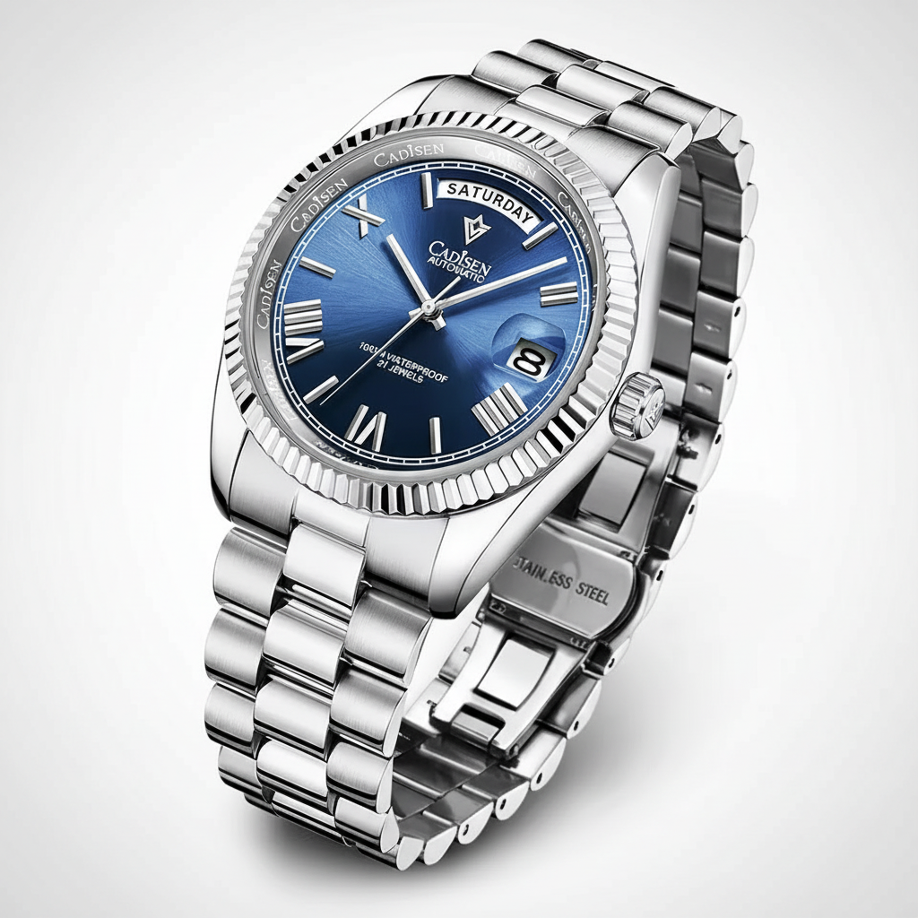 CADISEN 8185 - Automatic - Angled view, steel bracelet