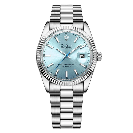 CADISEN C8214 - Mechanica - light blue dial, fluted bezel
