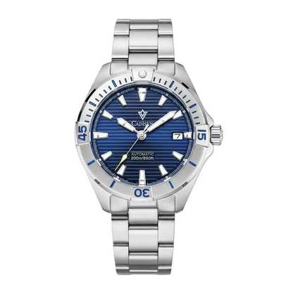 CADISEN C8218 - Mechanica - blue dial, steel bracelet, front view