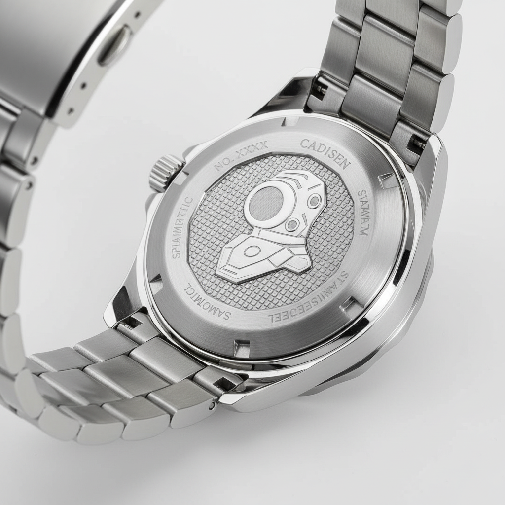 CADISEN C8218 - Mechanica - case back, dive helmet, engraved detail