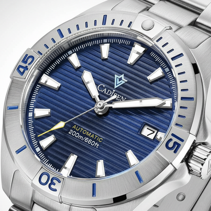 CADISEN C8218 - Mechanica - close-up, blue dial, detail shot