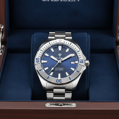 CADISEN C8218 - Mechanica - white dial, angled perspective, full watch