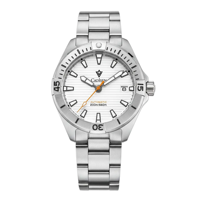 CADISEN C8218 - Mechanica - white dial, steel bracelet, front view