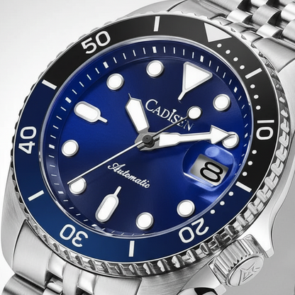 CADISEN C8220 - Automatic - Dial detail, blue-black bezel