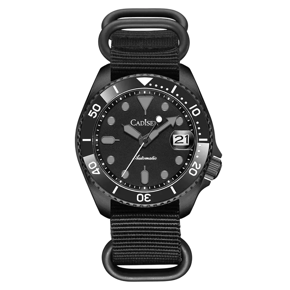 CADISEN C8220 - Automatic - Front view black, jubilee bracelet