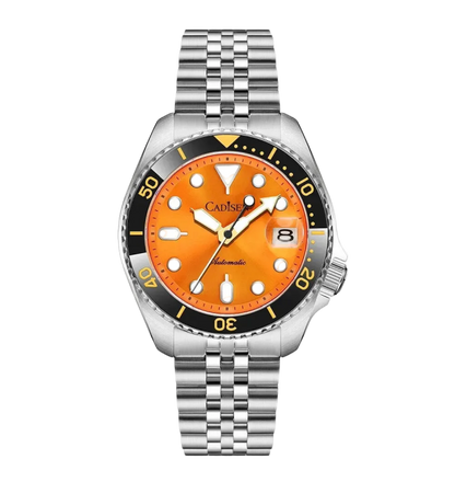 CADISEN C8220 - Automatic - Front view orange, jubilee bracelet