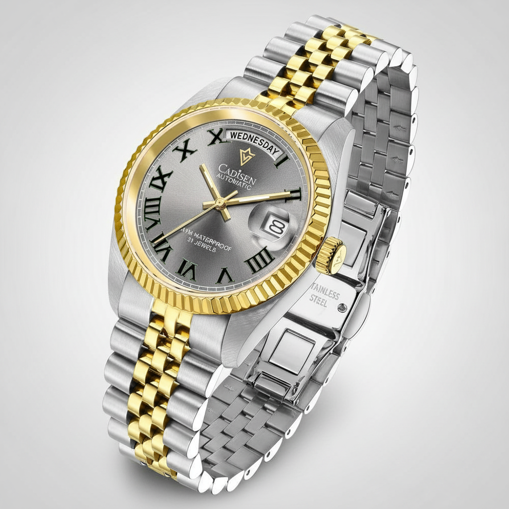 CADISEN C8228 - Men Mecha - Angled view, fluted bezel