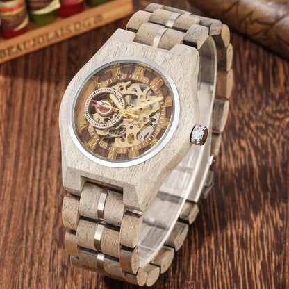 CHENXI W581703 43.5mm men’s automatic mechanical wooden watch dimension guide