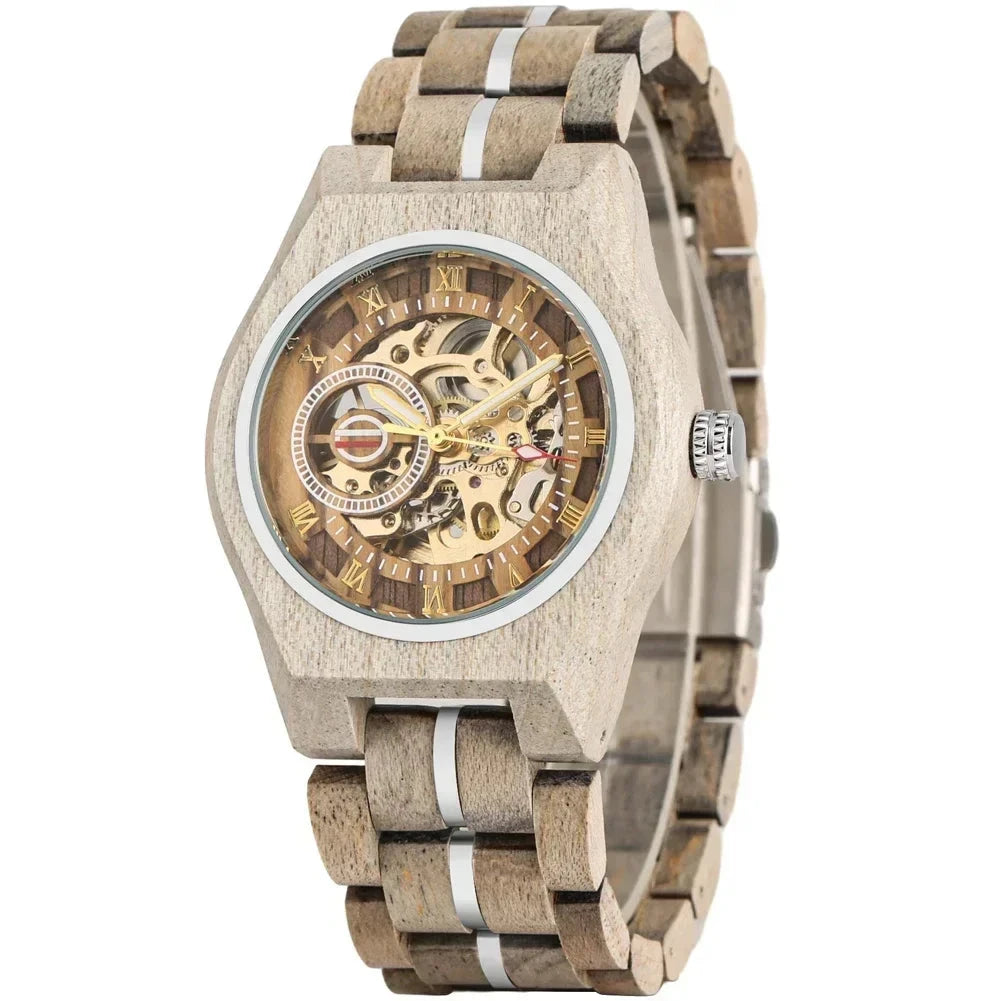 CHENXI W581703 men’s automatic wooden watch in light maple tone with self-winding movement