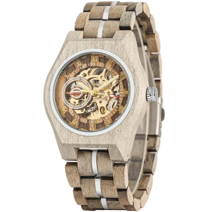 CHENXI W581703 men’s automatic wooden watch in light maple tone with self-winding movement