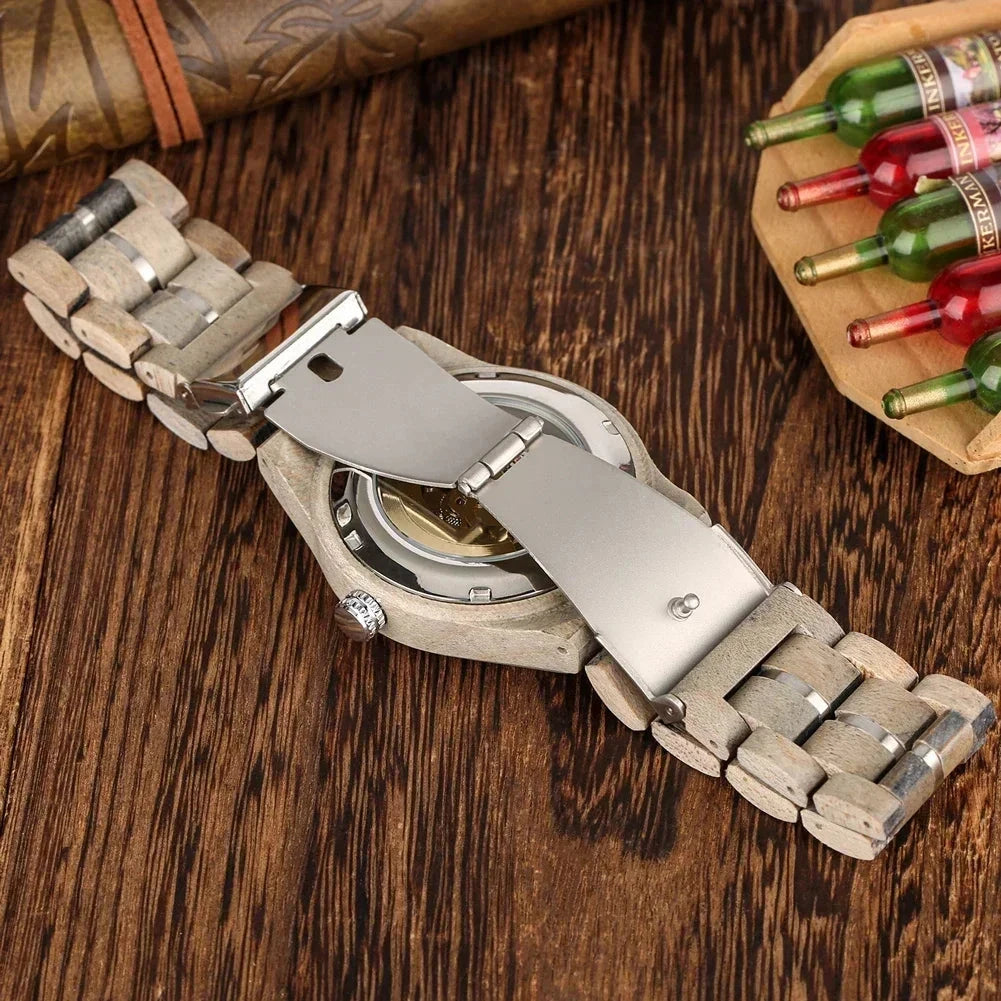 CHENXI W581703 – Men’s Stylish Retro Wooden Automatic Mechanical Watch Skeleton Design breitvacher