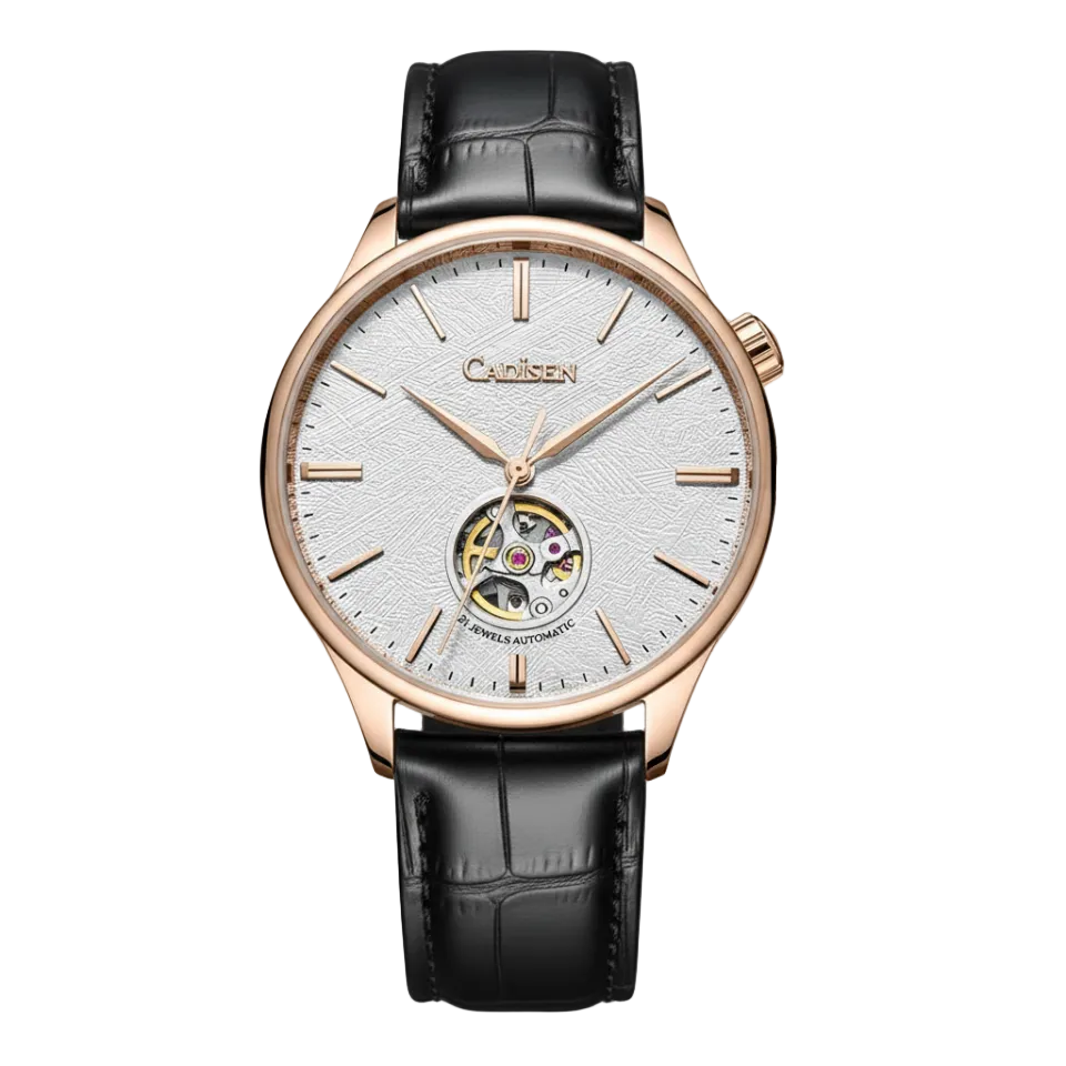 Cadisen C8187 - Mechanica - front view, white dial, black strap