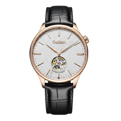 Cadisen C8187 - Mechanica - front view, white dial, black strap