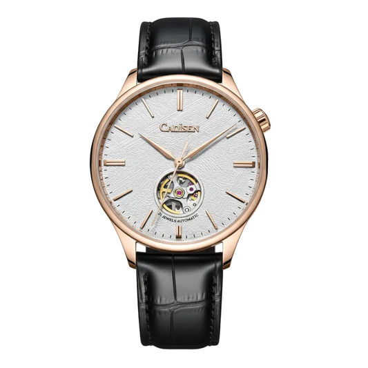 Cadisen C8187 - Mechanica - front view, white dial, black strap