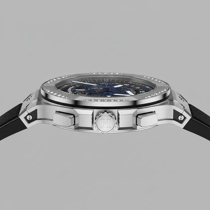 HANBORO 996-1 - Mechanica - side profile, silver case, crown detail