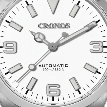 Cronos L6019 - cronos aut - white dial, logo, text