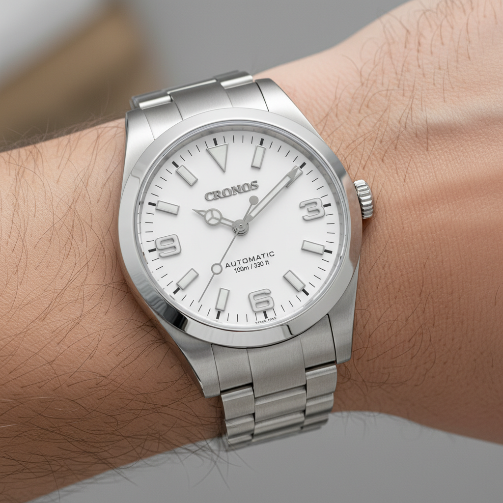 Cronos L6019 - cronos aut - white dial, wrist shot