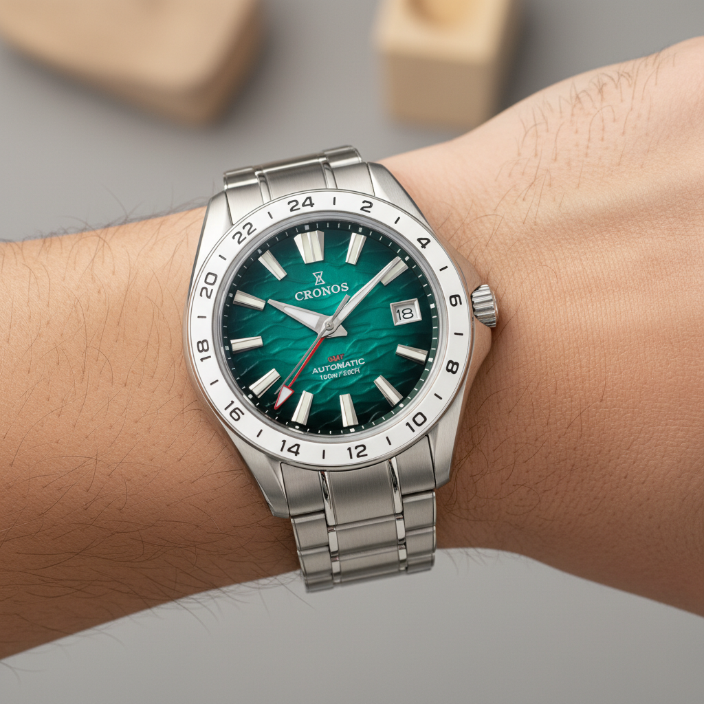 Cronos L6029 V2 - Cronos - green dial on wrist