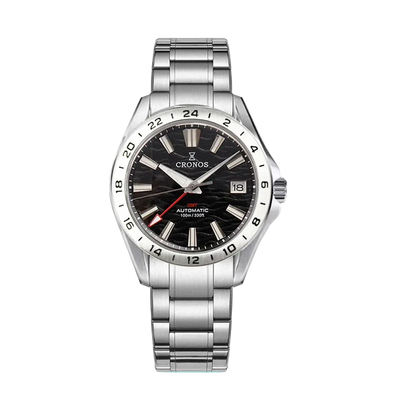 Cronos L6029 V2 - Men's C - black dial, GMT watch