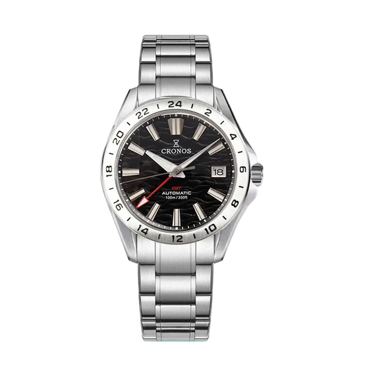 Cronos L6029 V2 - Men's C - black dial, GMT watch