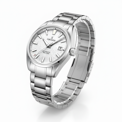 Cronos L6040 - cronos aut - silver watch trre quarter view