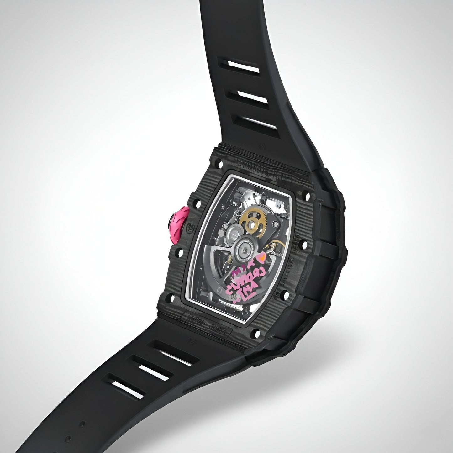 Cronusart CM002-017 Men Automatic Watch - Carbon Fiber back view visible movement