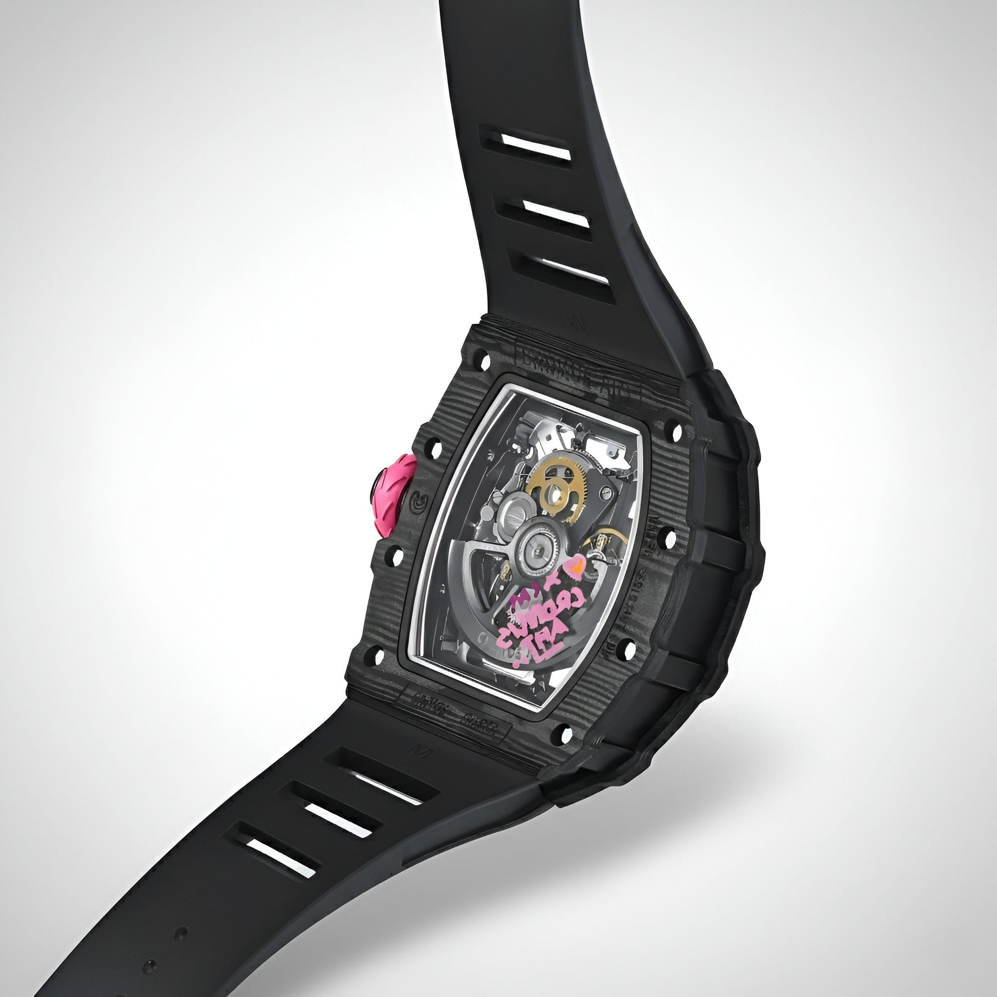 Cronusart CM002-017 Men Automatic Watch - Carbon Fiber back view visible movement