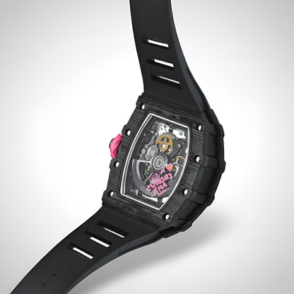 Cronusart CM002-017 Men Automatic Watch - Carbon Fiber back view visible movement