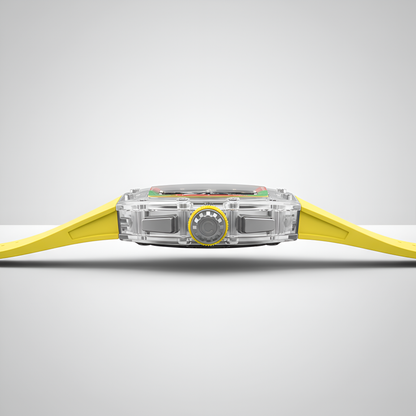 CronusArt CM08-053 Sapphire Automatic Chronograph Watch - Christmas Limited Edition side profile, transparent case