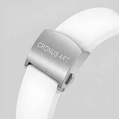 CRONUSART CM09-013 Close-up of a white lamp with 'Cronus Art' branding on a light gray background