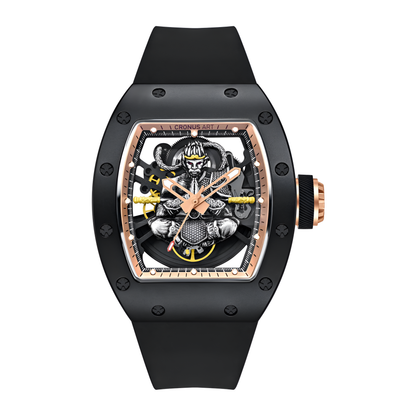 CRONUSART CM09-029 - Men - black skeleton watch