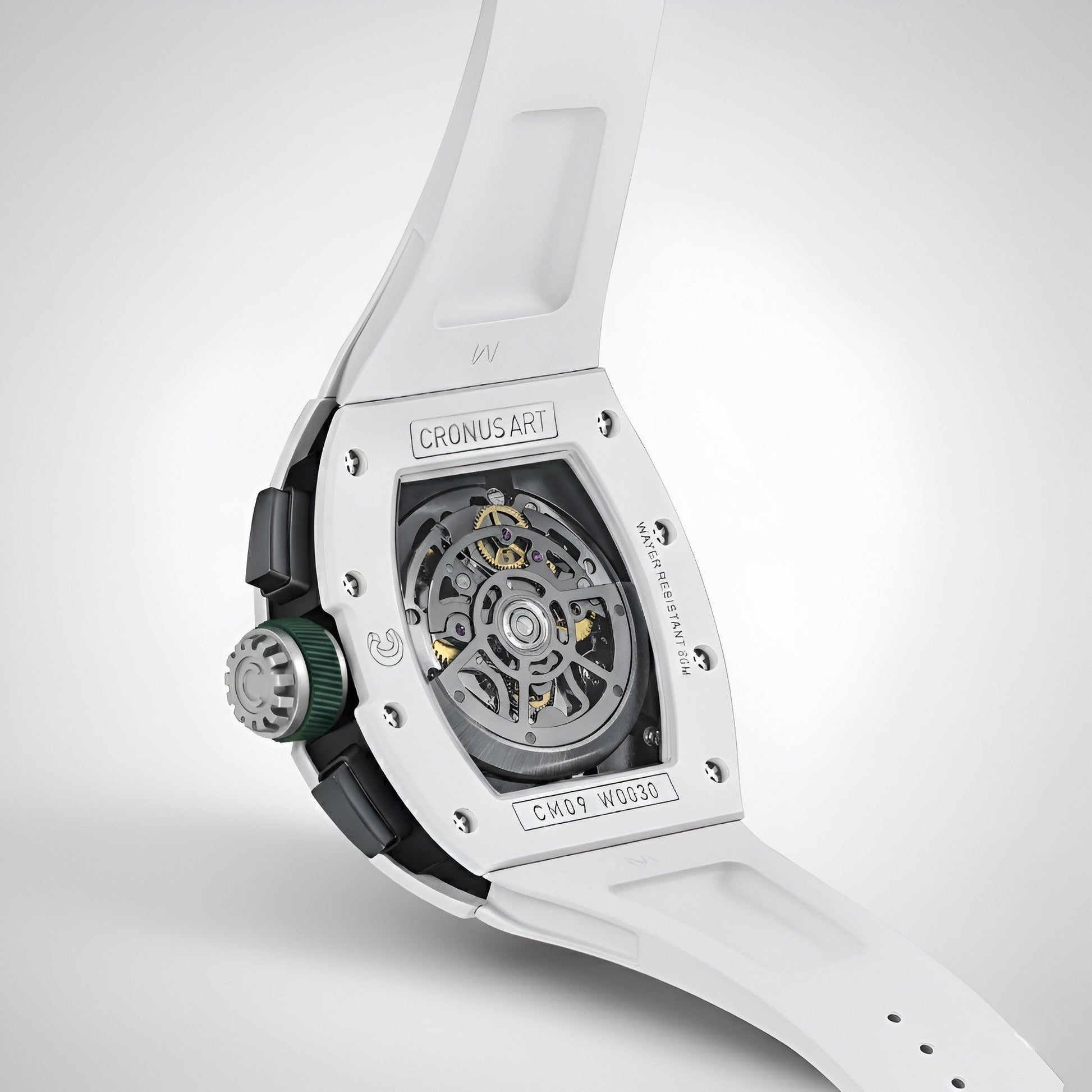 CRONUSART CM09-013 Men’s Automatic Skeleton Chronograph Watch Powerhouse back view, movement