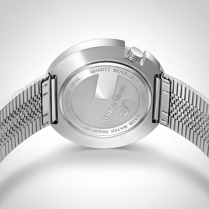 Daniel Gorman DG9317 - Silver watch with mesh band on a light gray background