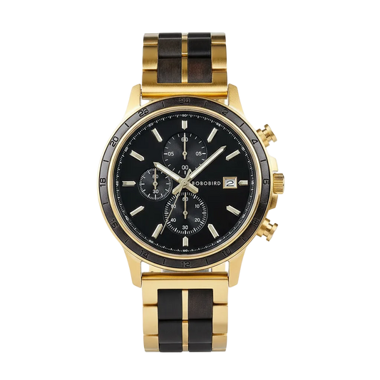 BOBO BIRD GT097 - Mens Ch - gold black wood front