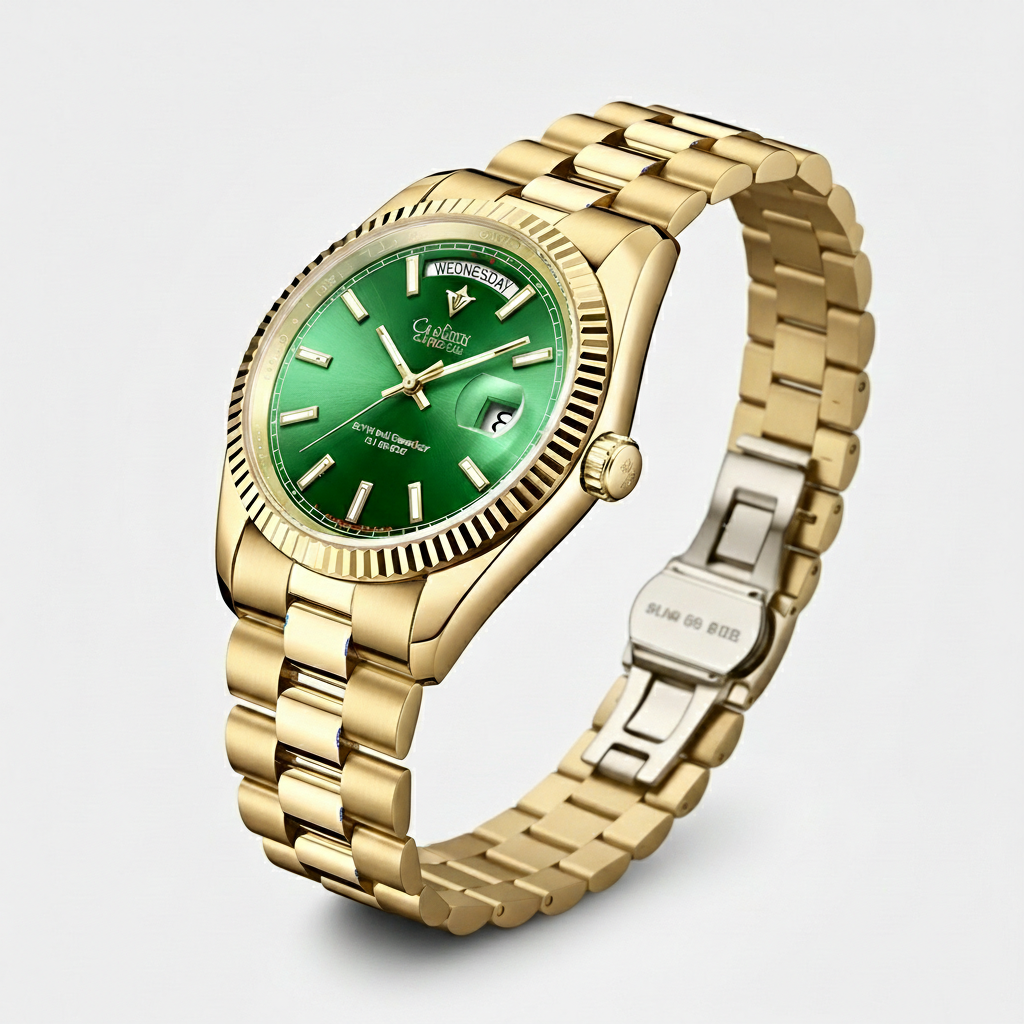 CADISEN 8215 - Luxury Aut - green dial bracelet