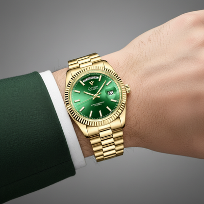 CADISEN 8215 - Luxury Aut - on wrist green dial