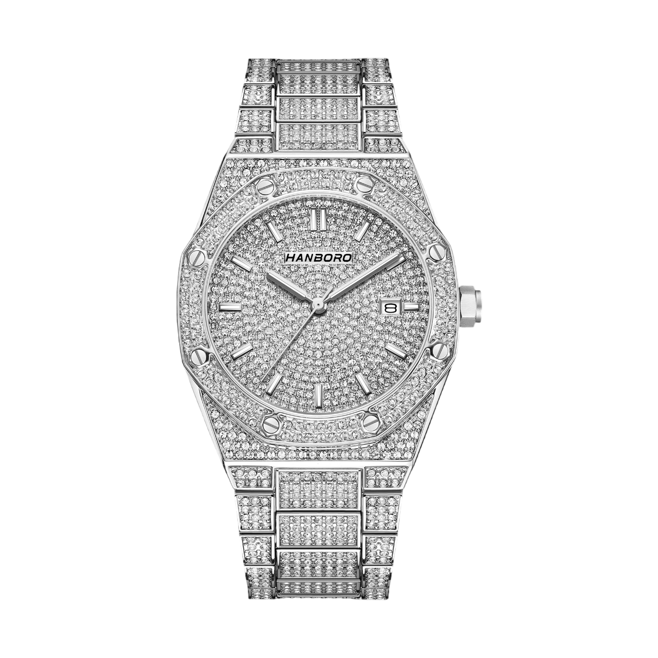 HANBORO 384-1 - Quartz Stainless Steel Watch Hip-Hop Design